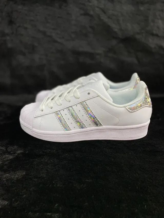 Adidas Superstar White Holographic Stripe Lifestyle Sneakers 10