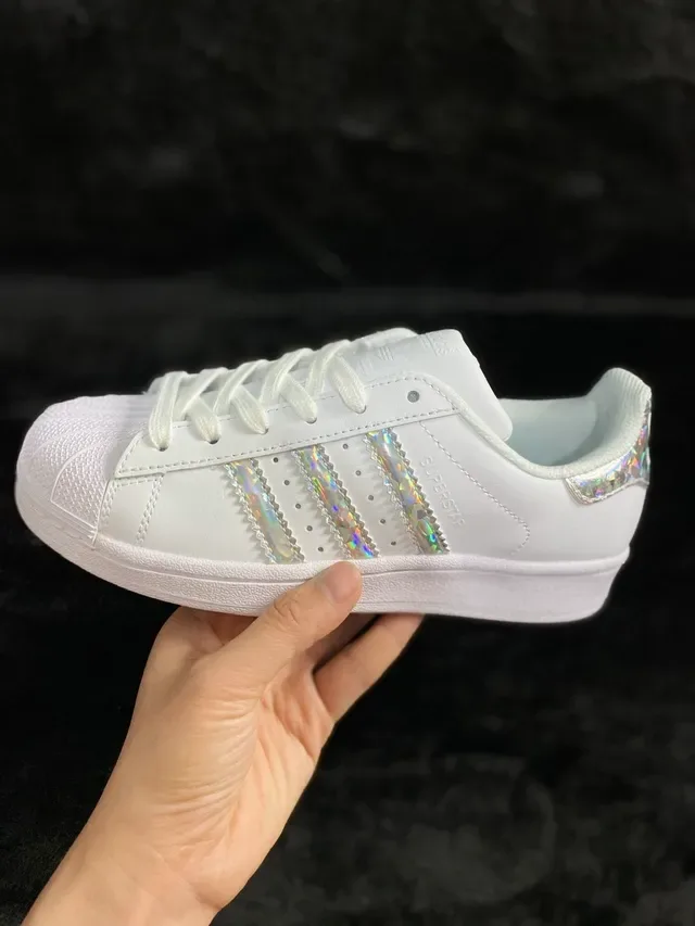 Adidas Superstar White Holographic Stripe Lifestyle Sneakers 13