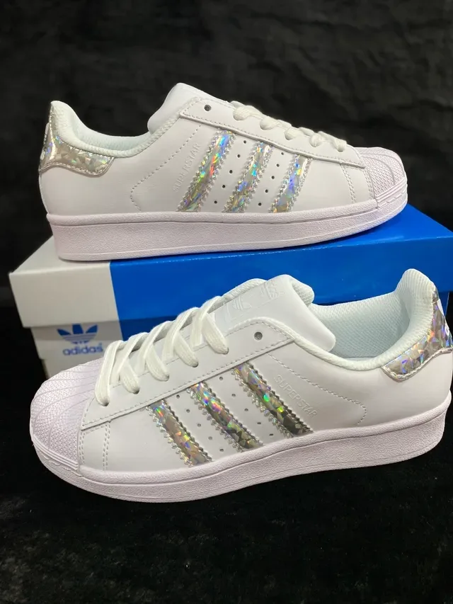 Adidas Superstar White Holographic Stripe Lifestyle Sneakers 15