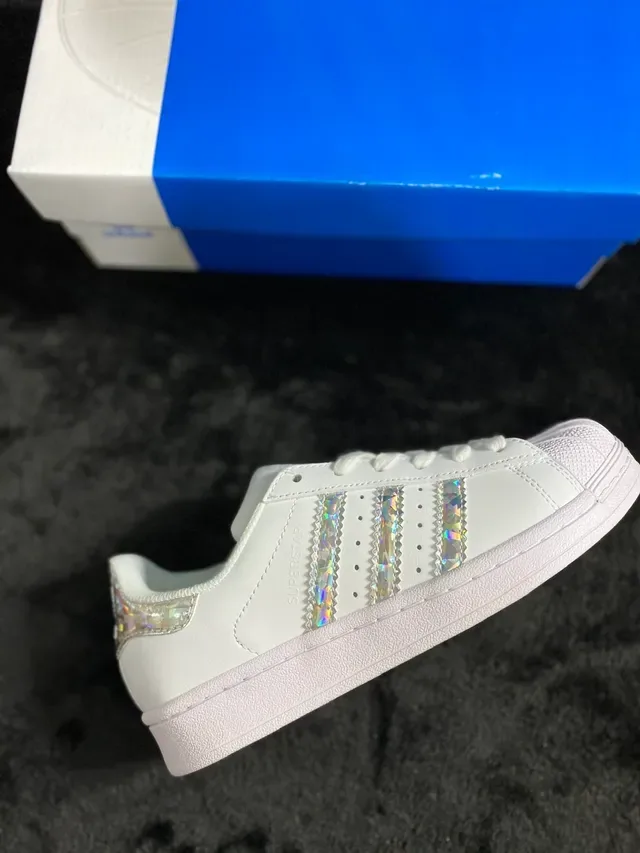 Adidas Superstar White Holographic Stripe Lifestyle Sneakers 16
