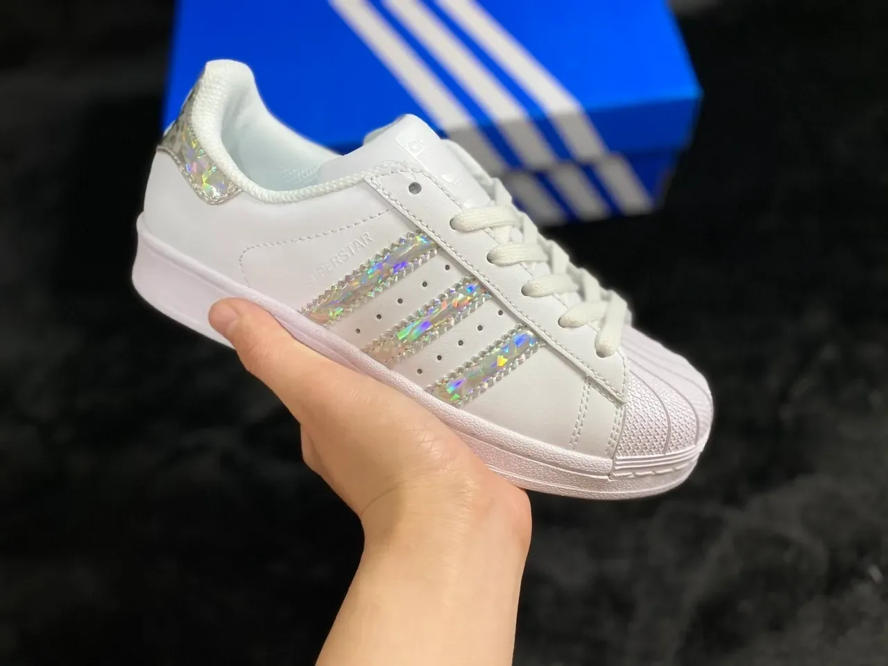 Adidas Superstar White Holographic Stripe Lifestyle Sneakers 18
