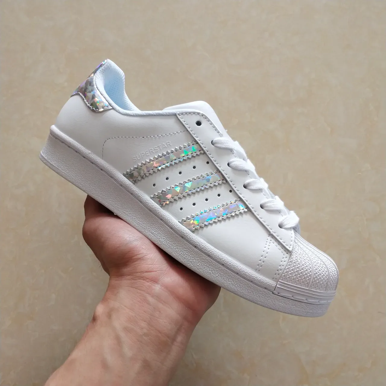 Adidas Superstar White Holographic Stripe Lifestyle Sneakers 19