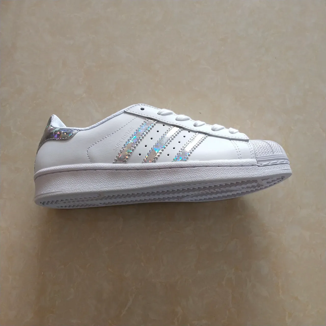 Adidas Superstar White Holographic Stripe Lifestyle Sneakers 22