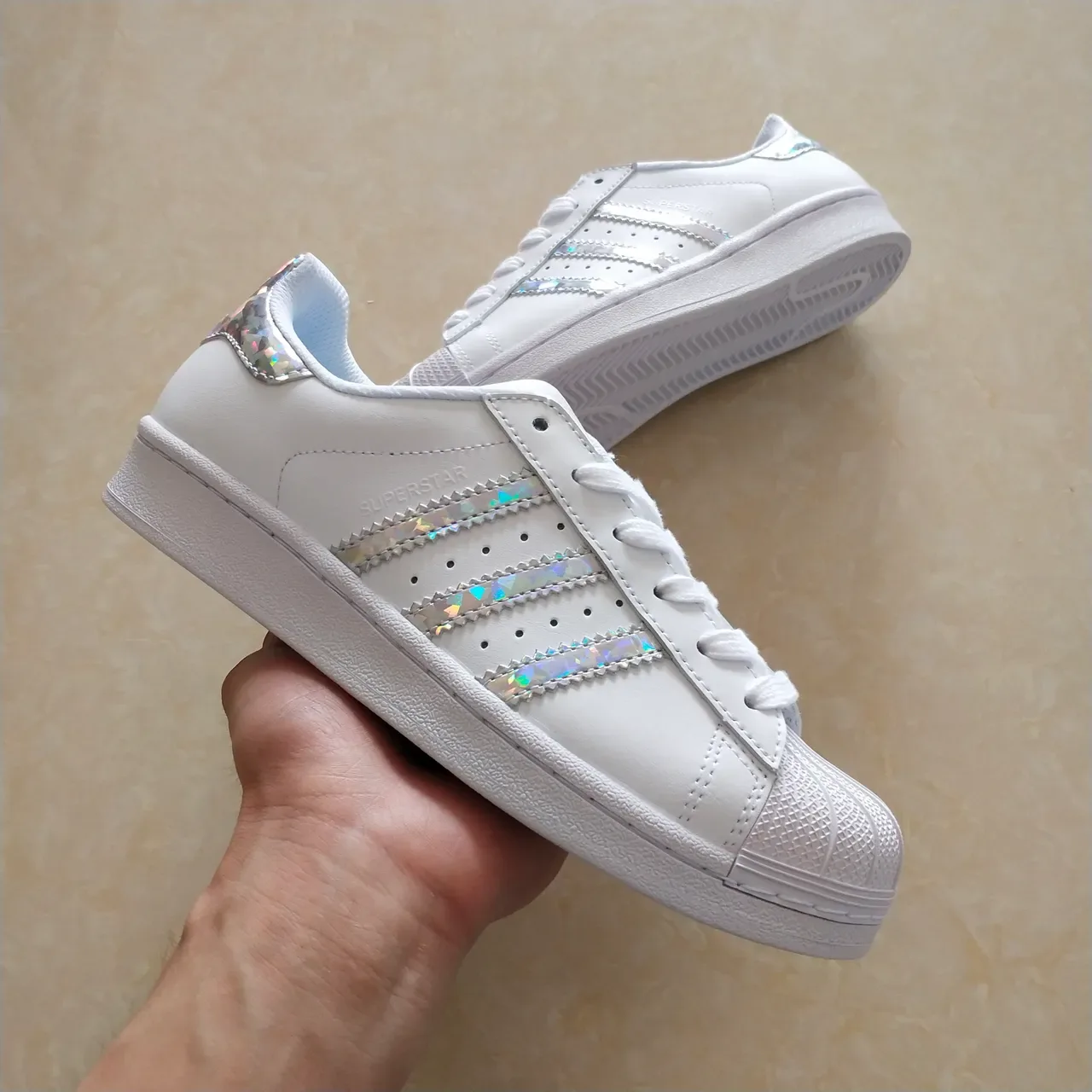 Adidas Superstar White Holographic Stripe Lifestyle Sneakers 24