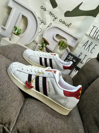 Adidas Superstar White Red Black Lifestyle Sneakers 7