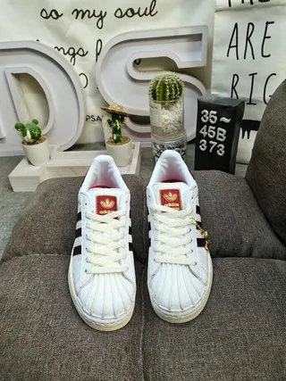 Adidas Superstar White Red Black Lifestyle Sneakers 10