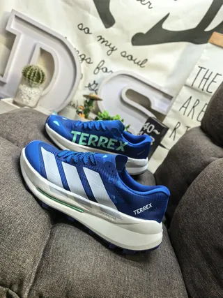 Adidas TERREX White Orange Three-Stripe Running Shoes 7
