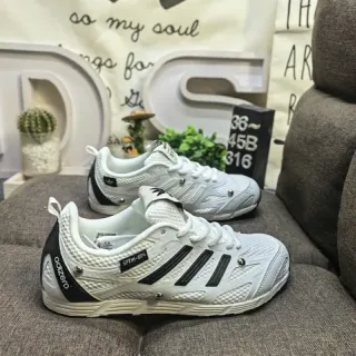 Adidas White and Black Three-Stripe Mesh Lifestyle Sneakers