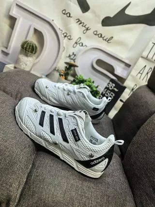 Adidas White and Black Three-Stripe Mesh Lifestyle Sneakers 7