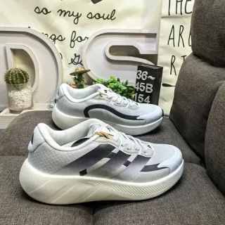 Adidas White Black Knit Mesh Upper Sculpted Midsole Lifestyle Sneakers