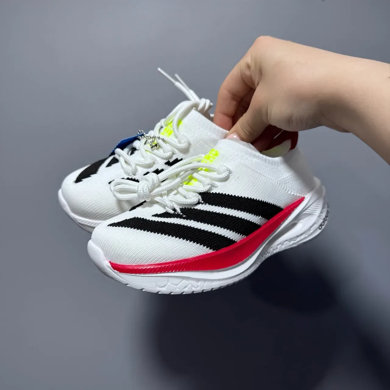 Adidas White Black Knit Upper Three-Stripe Side Panel Sneakers 8