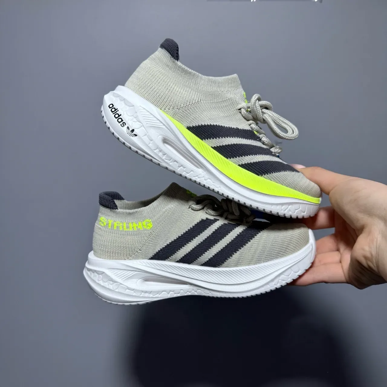Adidas White Black Knit Upper Three-Stripe Side Panel Sneakers 16