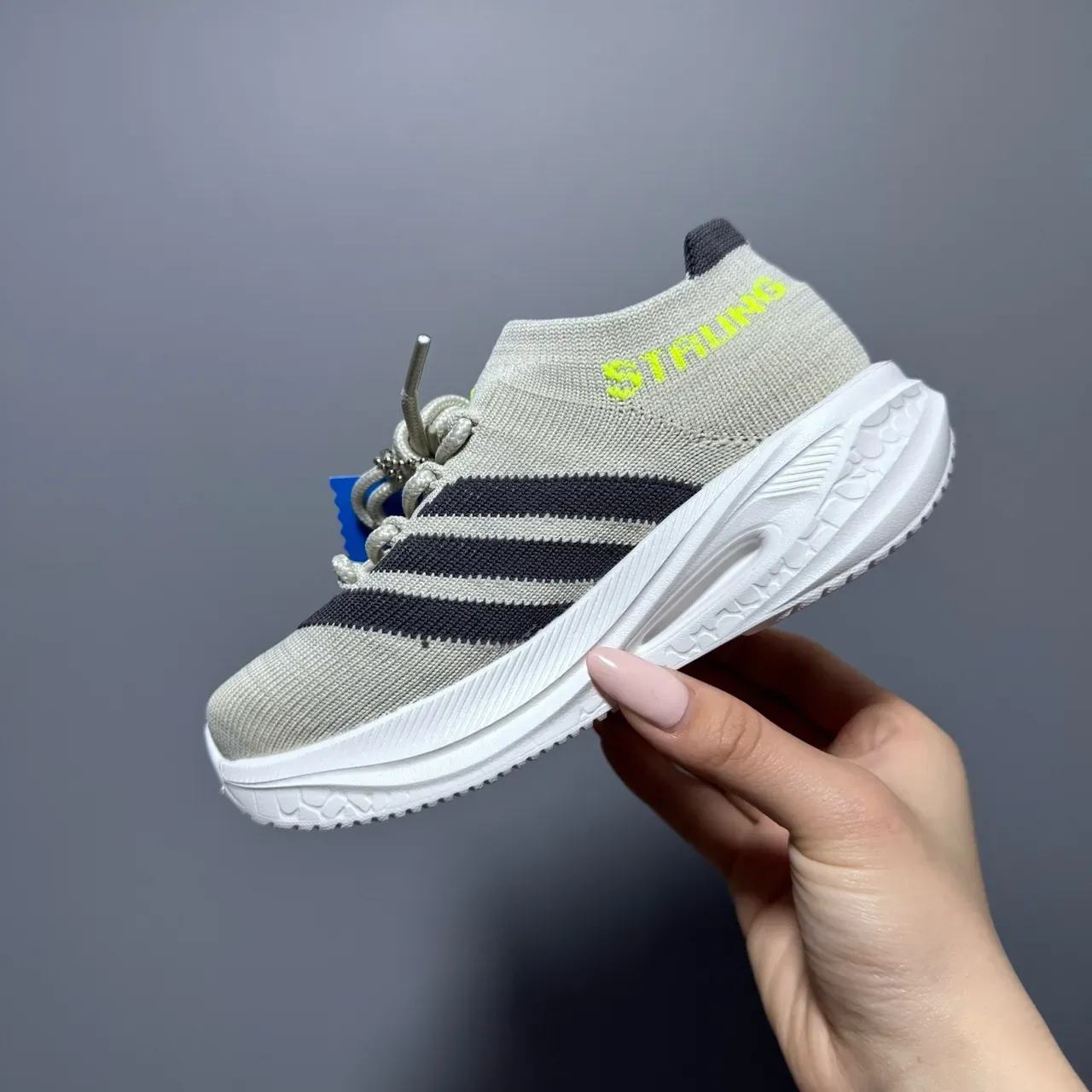 Adidas White Black Knit Upper Three-Stripe Side Panel Sneakers 20