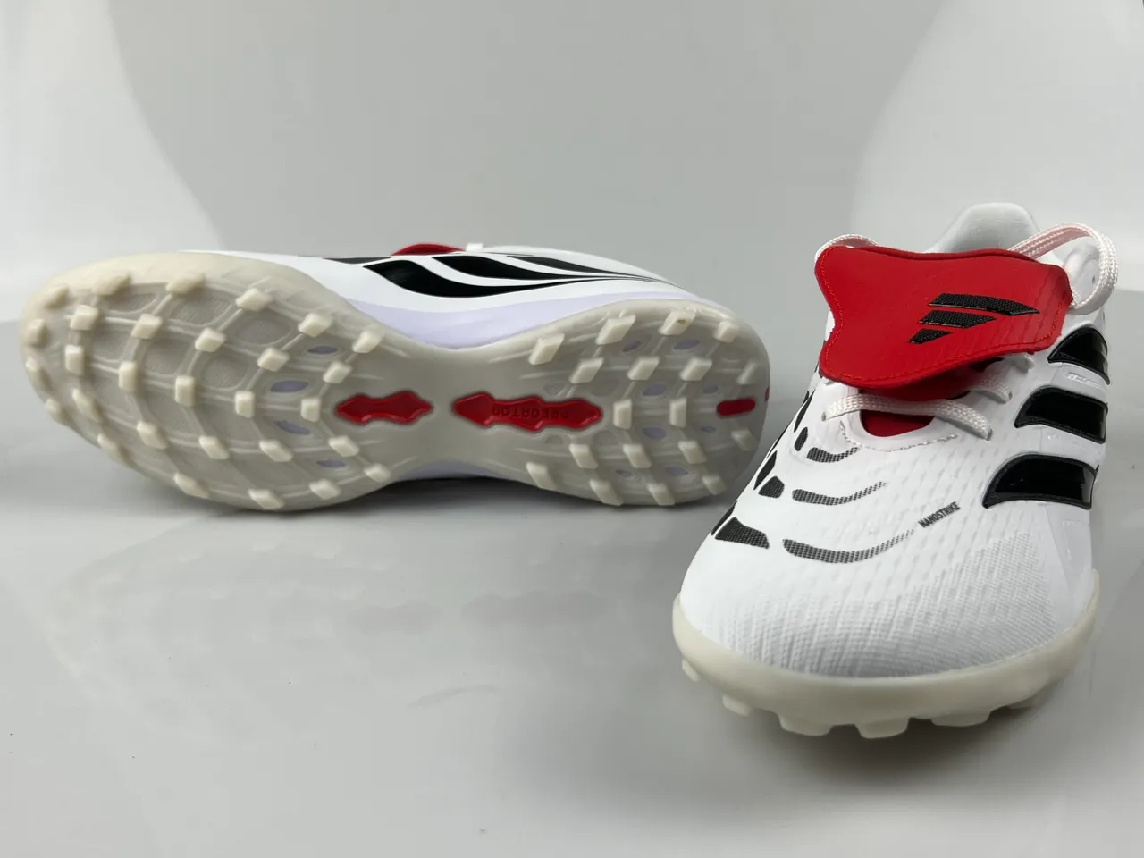 Adidas Blanco Negro Bajo Corte Superior Sintético Césped Zapatos de Fútbol 9