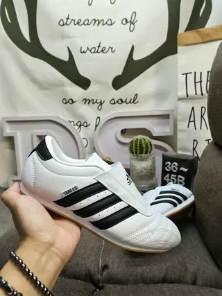 Adidas White Black Low-Top Leather Upper Lifestyle Sneakers 5