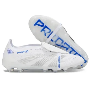 Adidas Blanco Azul Sin Cordones Cierre Híbrido Texturizado En La Punta Delante Césped Firme Zapatos de Fútbol