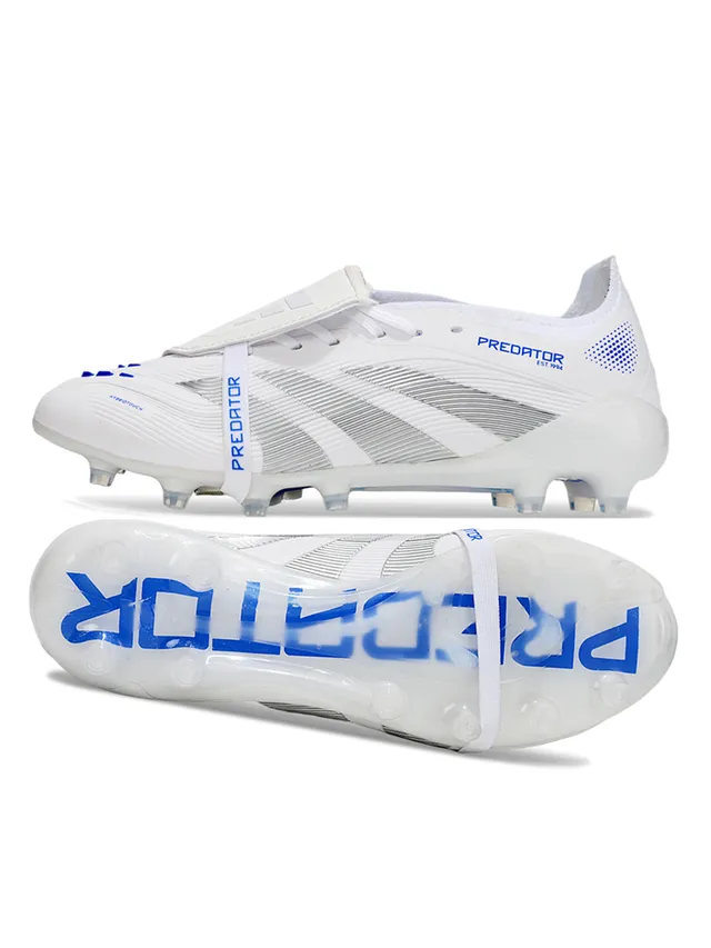 Adidas Blanc Bleu Sans Lacets Fermeture Híbrida Texturisé Avant-Pied Sol Ferme Chaussures de Football 6