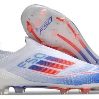 Adidas White Blue Low-Cut Sock-Fit Upper Gradient Synthetic Knit Firm-Ground Soccer Shoes