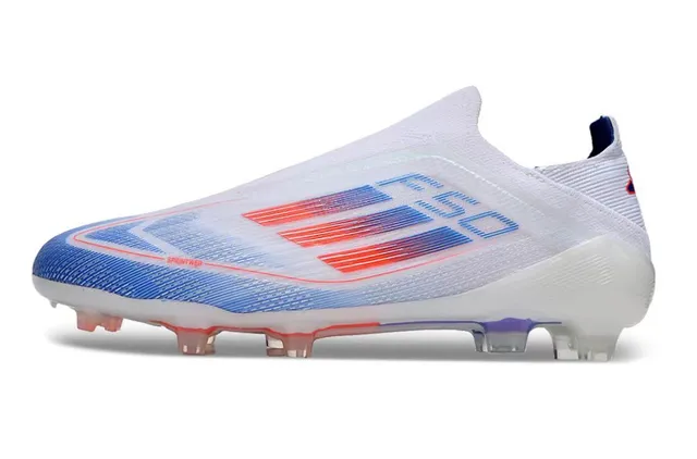 Adidas White Blue Low-Cut Sock-Fit Upper Gradient Synthetic Knit Firm-Ground Soccer Shoes 2