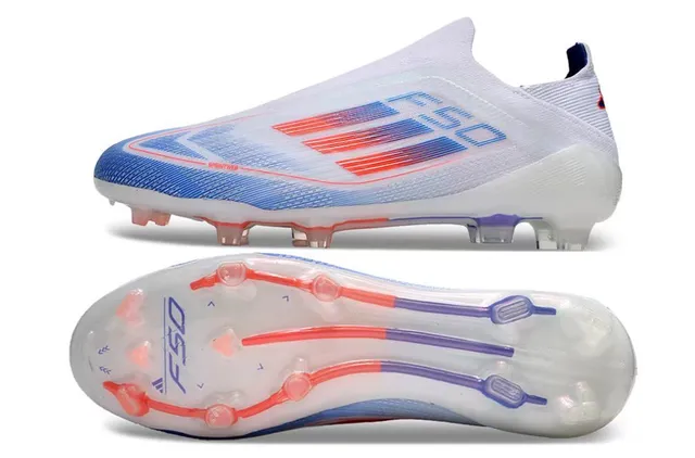 Adidas White Blue Low-Cut Sock-Fit Upper Gradient Synthetic Knit Firm-Ground Soccer Shoes 3