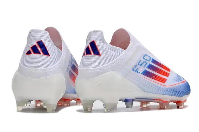 Adidas White Blue Low-Cut Sock-Fit Upper Gradient Synthetic Knit Firm-Ground Soccer Shoes 4