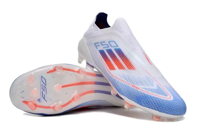 Adidas White Blue Low-Cut Sock-Fit Upper Gradient Synthetic Knit Firm-Ground Soccer Shoes 5