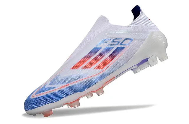 Adidas White Blue Low-Cut Sock-Fit Upper Gradient Synthetic Knit Firm-Ground Soccer Shoes 6
