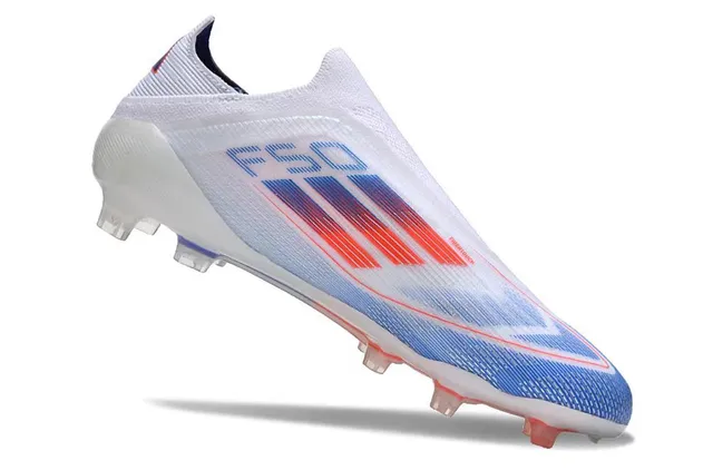 Adidas White Blue Low-Cut Sock-Fit Upper Gradient Synthetic Knit Firm-Ground Soccer Shoes 7