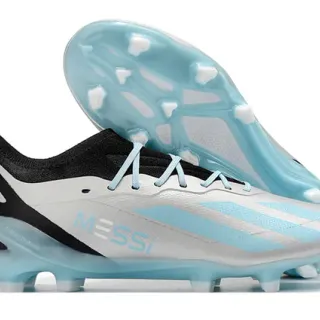 Adidas White Blue Low-Cut Synthetic Upper Asymmetrical Lacing Firm-Ground Soccer Shoes