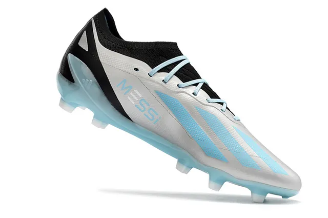 Adidas White Blue Low-Cut Synthetic Upper Asymmetrical Lacing Firm-Ground Soccer Shoes 2