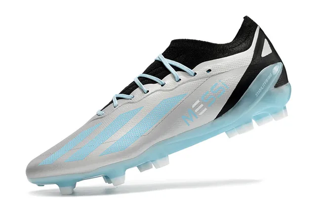 Adidas White Blue Low-Cut Synthetic Upper Asymmetrical Lacing Firm-Ground Soccer Shoes 3