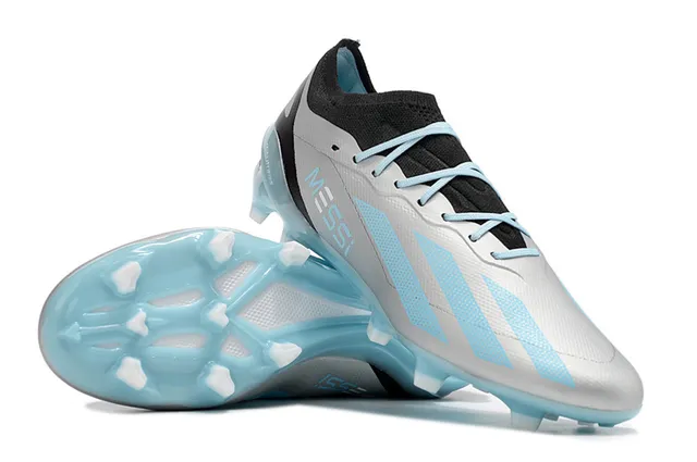 Adidas White Blue Low-Cut Synthetic Upper Asymmetrical Lacing Firm-Ground Soccer Shoes 4