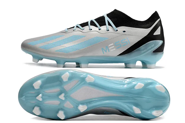 Adidas White Blue Low-Cut Synthetic Upper Asymmetrical Lacing Firm-Ground Soccer Shoes 6