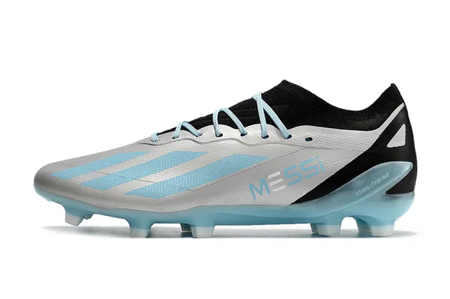 Adidas White Blue Low-Cut Synthetic Upper Asymmetrical Lacing Firm-Ground Soccer Shoes 7