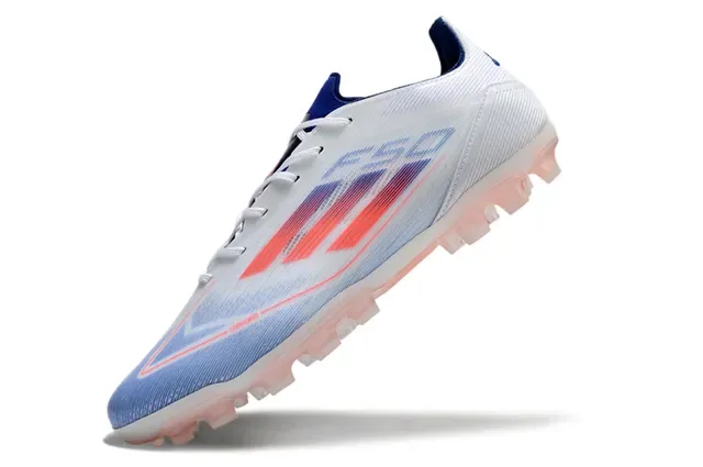 Adidas White Blue Low-Cut Upper Synthétique Rayures Dégradées Graphiques Chaussures de Football Tacos Firmes 3