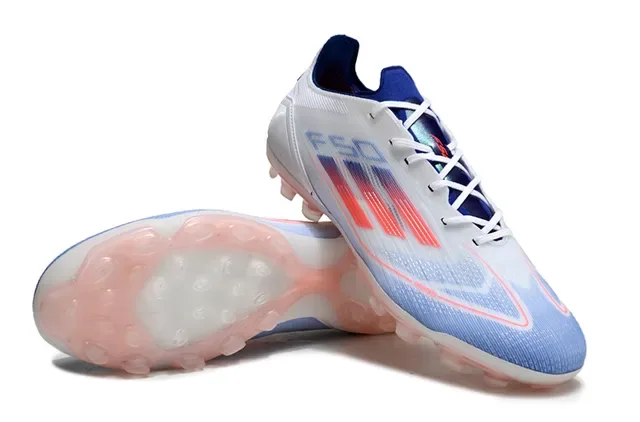 Adidas White Blue Low-Cut Upper Synthétique Rayures Dégradées Graphiques Chaussures de Football Tacos Firmes 4