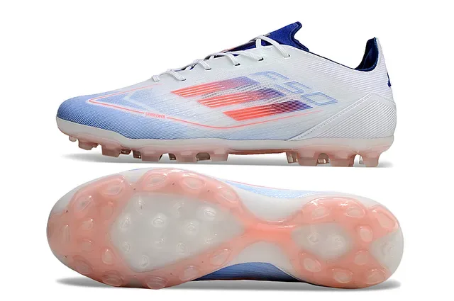Adidas White Blue Low-Cut Upper Synthétique Rayures Dégradées Graphiques Chaussures de Football Tacos Firmes 6
