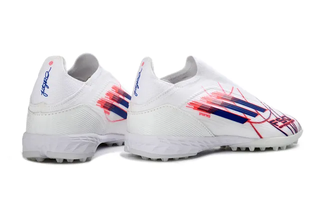 Adidas Chaussures de Football pour Gazon Artificiel avec Col de Chaussette, Tige Sprintweb, Blanc et Bleu 15