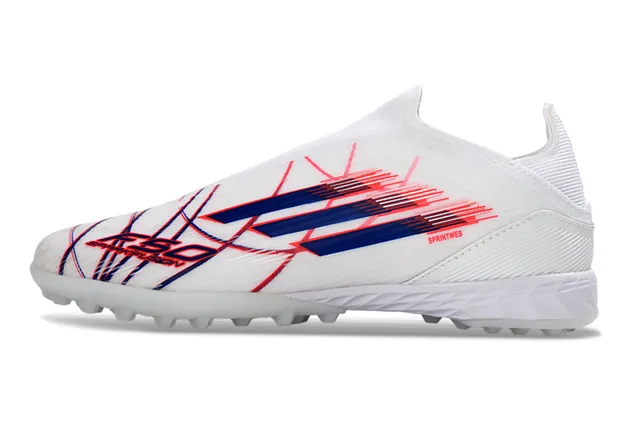 Adidas Chaussures de Football pour Gazon Artificiel avec Col de Chaussette, Tige Sprintweb, Blanc et Bleu 17