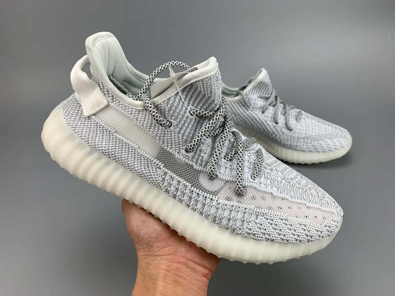 Adidas White Gray Primeknit Upper Ribbed Boost Midsole Lifestyle Sneakers 13