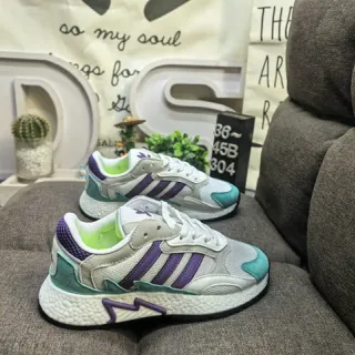 Adidas White Purple Layered Mesh And Synthetic Upper Sculpted Textured Midsole Lifestyle Sneakers