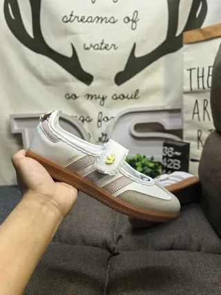 Adidas White Red Laceless Velcro Strap Three Stripes Lifestyle Sneakers 5