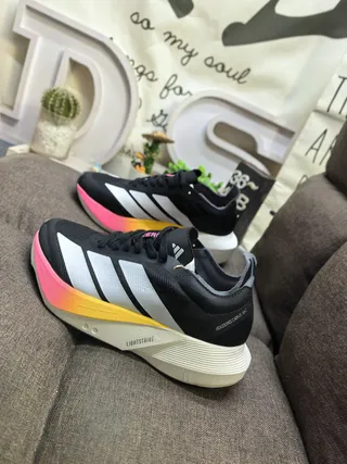 Adidas White Red Lightweight Mesh Upper Three-Stripe Side Branding Running Shoes 17
