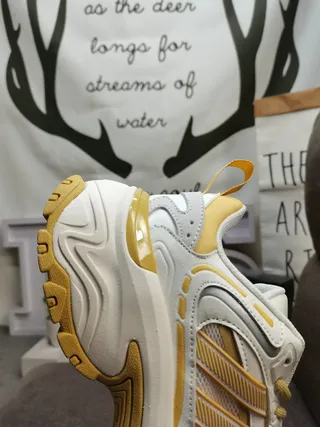 Adidas White Yellow Sole Layered Synthetic Overlays Chunky Sneakers 3