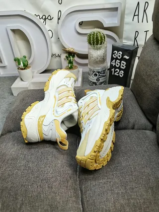 Adidas White Yellow Sole Layered Synthetic Overlays Chunky Sneakers 6