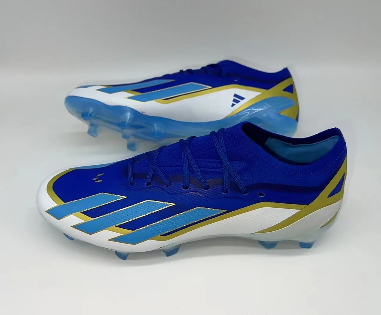 Adidas X Blue Gold Knit Upper Low-Cut Collar Firm-Ground Soccer Shoes 2