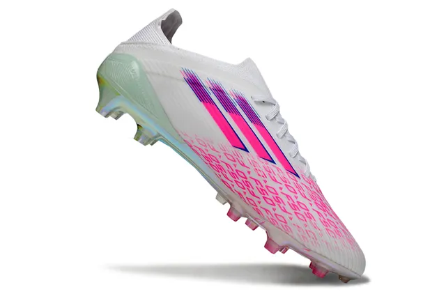 Adidas X Speedflow F50 সাদা গোলাপি হোলোগ্রাফিক ফার্ম গ্রাউন্ড ফুটবল জুতো 10