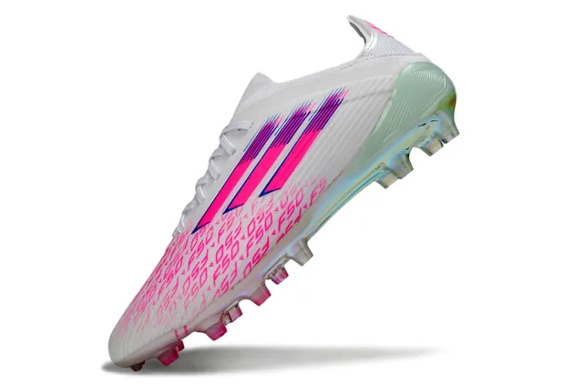Adidas X Speedflow F50 সাদা গোলাপি হোলোগ্রাফিক ফার্ম গ্রাউন্ড ফুটবল জুতো 11