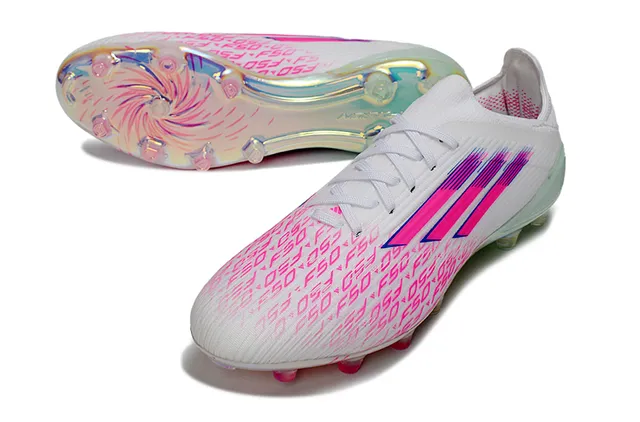 Adidas X Speedflow F50 সাদা গোলাপি হোলোগ্রাফিক ফার্ম গ্রাউন্ড ফুটবল জুতো 13