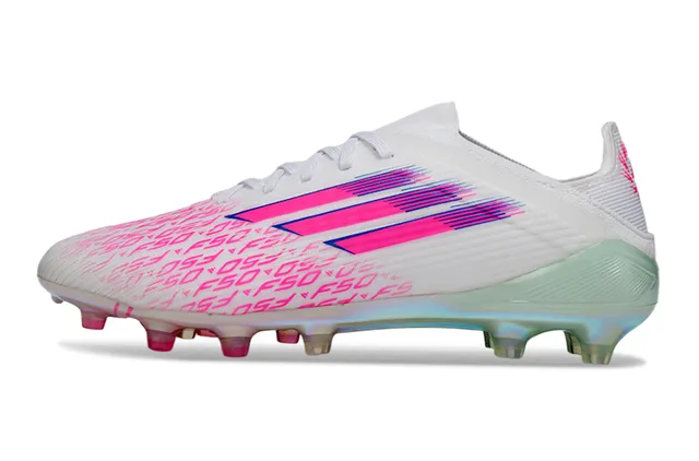 Adidas X Speedflow F50 সাদা গোলাপি হোলোগ্রাফিক ফার্ম গ্রাউন্ড ফুটবল জুতো 16